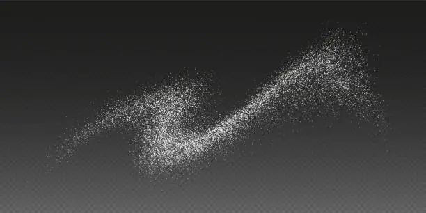 Vector illustration of Sugar powder splash, flying salt, baking flour top view. White powder.