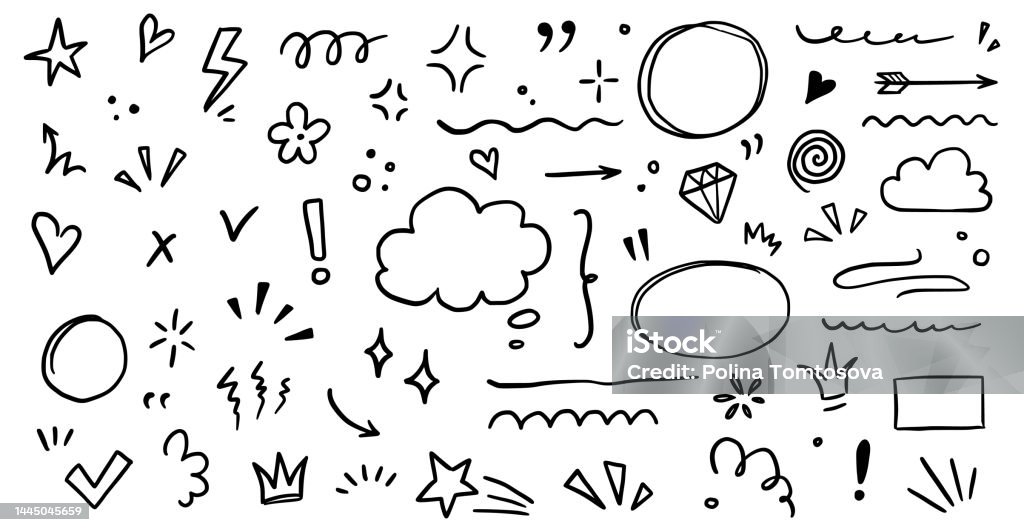 Emphasis Underline Sketch Underline Emphasis Arrow Shape Set Hand Drawn Brush Stroke ...