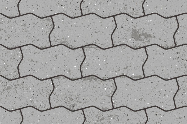 ilustrações de stock, clip art, desenhos animados e ícones de seamless pattern of pavement with figured interlocking textured concrete bricks - driveway brick paving stone interlocked