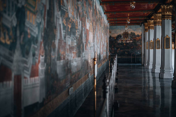 A corridor in one of the temples located in the Grand Palace in the historic center of Bangkok.