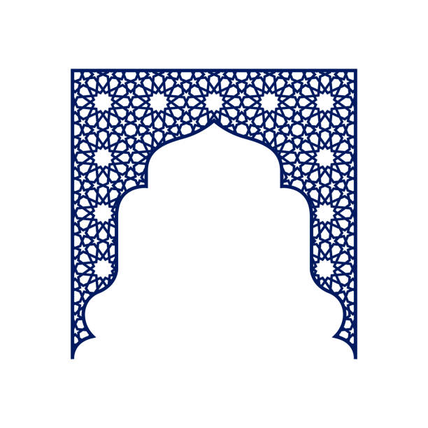 Oriental arch in silhouette style for laser cutting, printing and design. Vector clipart.