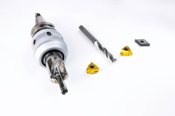 istock Professional cutting tools set. consists of drill and insert. Material carbide. used for metalwork. Isolated on white background. 1445053654