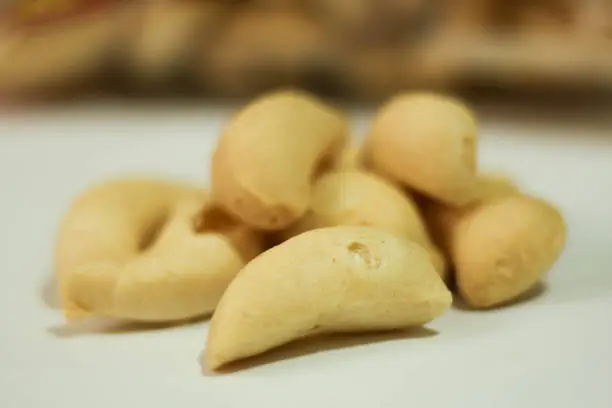 Photo of kerupuk Amplang or fish crackers. typical snack from Kalimantan, Indonesia.