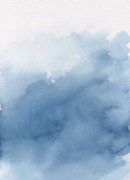 istock Indigo blue abstract watercolor painting on white paper texture background for book covers, invitation cards and more 1445055207
