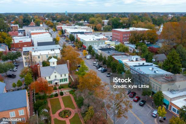 Aerial View Of Shop On Broad Street In Edenton North Carolina Stock Photo - Download Image Now