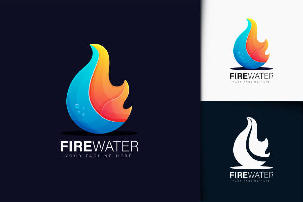 ilustrações, clipart, desenhos animados e ícones de fogo e água com ilustração vetorial gradiente - fire backgrounds oil industry bonfire