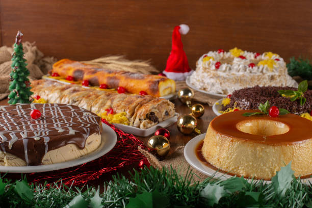 istock Assorted desserts and sweets for the Christmas party. Christmas dinner table front scene 1445077052