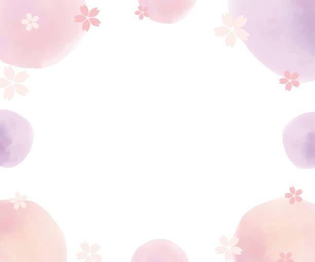 ilustrações de stock, clip art, desenhos animados e ícones de watercolor frame cherry blossom pink 300 x 250 banner - pink background frame femininity pink