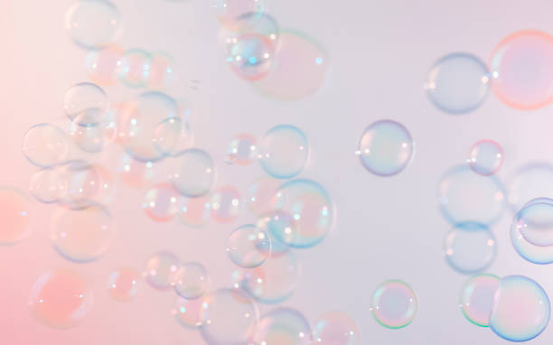 istock Abstract Transparent Pink and Blue Soap Bubbles Background. Freshness Soap Sud Bubbles Water. 1445080774