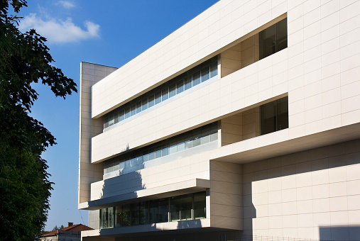 Biblioteca Municipal Florbela Espanca, modern building exterior in Matosinhos ,Porto district, Portugal.
