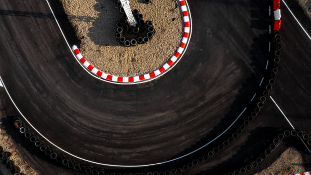 Aerial top view race kart track, Track for auto racing top view, Car race asphalt and curve grand prix street circuit, Aerial view asphalt race track. Aerial top view race kart track, Track for auto racing top view, Car race asphalt and curve grand prix street circuit, Aerial view asphalt race track. motor racing track stock pictures, royalty-free photos & images