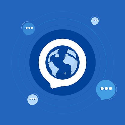 Glob with chat bubble communication concept, world communication ideas