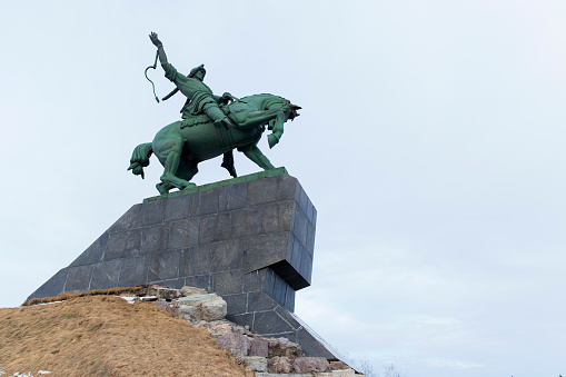 Ufa-Russia - 02.09.2020: Monument to Salavat Yulaev. Sights of Ufa.