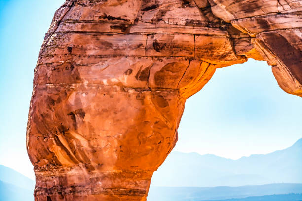Delicate Arch Close Up Rock Canyon Arches National Park Moab Utah USA Southwest.