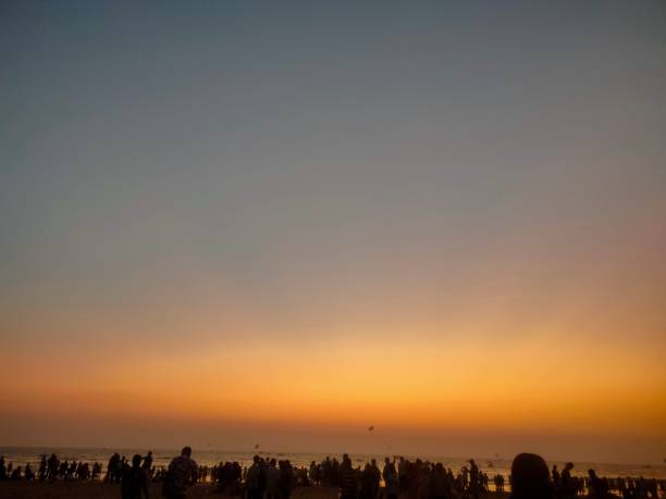 istock Beautiful sunset colors at beach 1445104295