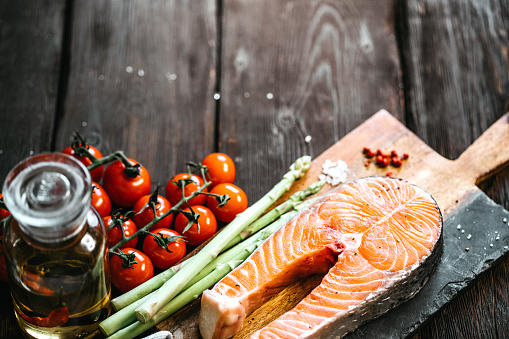 Fresh salmon steak ready to cook