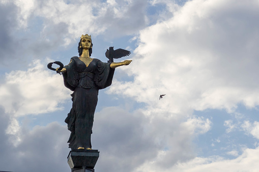 Sofia, Bulgaria - Sept 11, 2022: Statue of Saint Sofia in Sofia, Bulgaria.