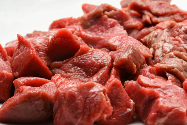 istock Chopped meat cubes. Raw chopped beef meat 1445115001