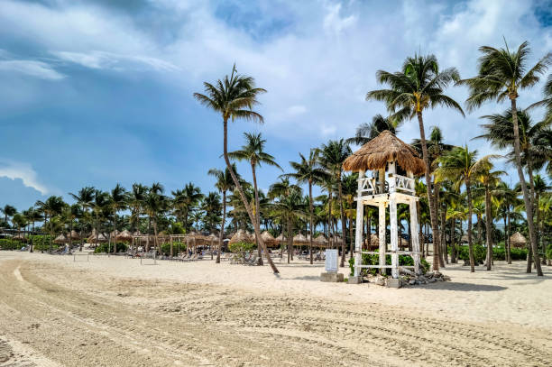 istock An Empty Beach with Lifeguard Tower in Cancun, Mexico 1445116763