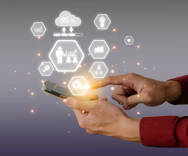 istock Business people are using innovative technology. Mixed media, digital smartphone and online shopping concept 1445117987