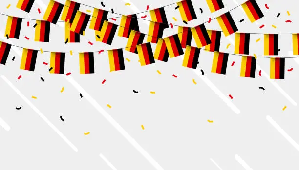 Vector illustration of Germany celebration bunting flags with confetti and ribbons on white background. vector illustration.