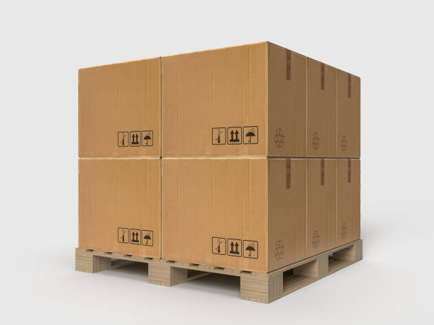 istock Cargo shipping transportation logistic service stacked cardboard boxes package delivery in the online e-commerce business 1445119649