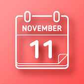 istock November 11. Icon on Red background with shadow 1445121199