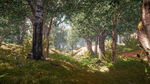 istock Sustainable environment and ecosystem protection. 3d rendering of landscape 1445121626