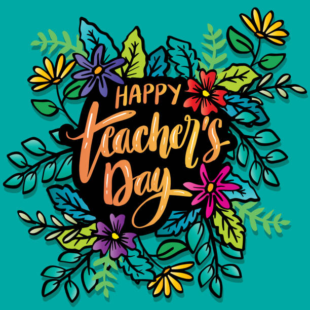 Happy teacher's day hand lettering. Greeting card concept. Happy teacher's day hand lettering. Greeting card concept. Happy Teachers Day stock illustrations