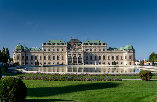 Vienna, Austria - 22 September, 2022: view of the gardens and the Upper Belvedere Palace in downtown Vienna