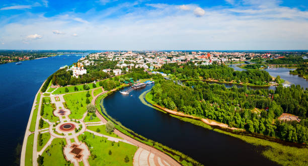 istock Yaroslavl city, Volga river aerial view 1445123149
