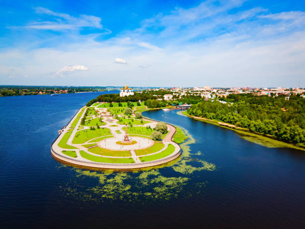 istock Yaroslavl city, Volga river aerial view 1445123222