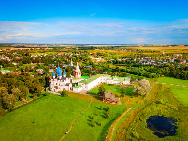 istock Suzdal Kremlin aerial panoramic view, Russia 1445123247