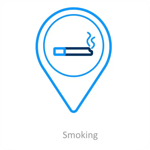 Vector illustration of Smoking and location icon concept