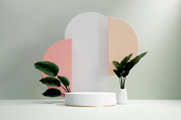 istock 3D rendering minimal platform podium with plant product presentation background 1445123923