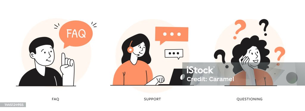 Faq Customer Support Q And A Thin Line Illustrations Stock Illustration ...