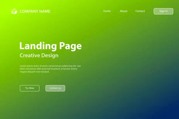 Vector illustration of Landing page Template - Abstract blurred background - defocused Green gradient
