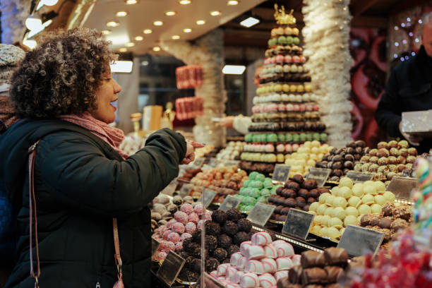 istock Woman at Christmas fair. 1445128588