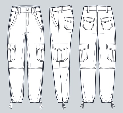 Cargo Pants Technical Fashion Illustration Jeans Pants Fashion Flat ...