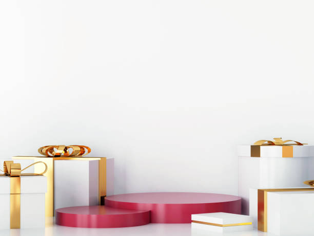 istock christmas pedestal podium concept. scene with christmas object. 1445128816