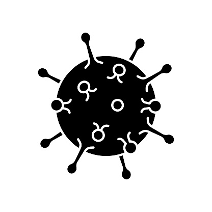 Virus (Coronavirus, Covid-19, nCoV-19, Ebola, HIV, etc.) Solid Flat Icon. The Icon is suitable for web pages, mobile apps, UI, UX, and GUI design.