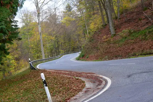 Rhineland-Palatinate, Eifel, Hohe Acht, road around Nürburgring from Adenau to Hohe Acht intersection