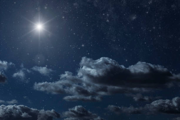 istock Backgrounds night sky with stars moon and clouds for Christmas 1445134959