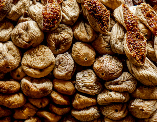 Dried figs on the market stock photo
