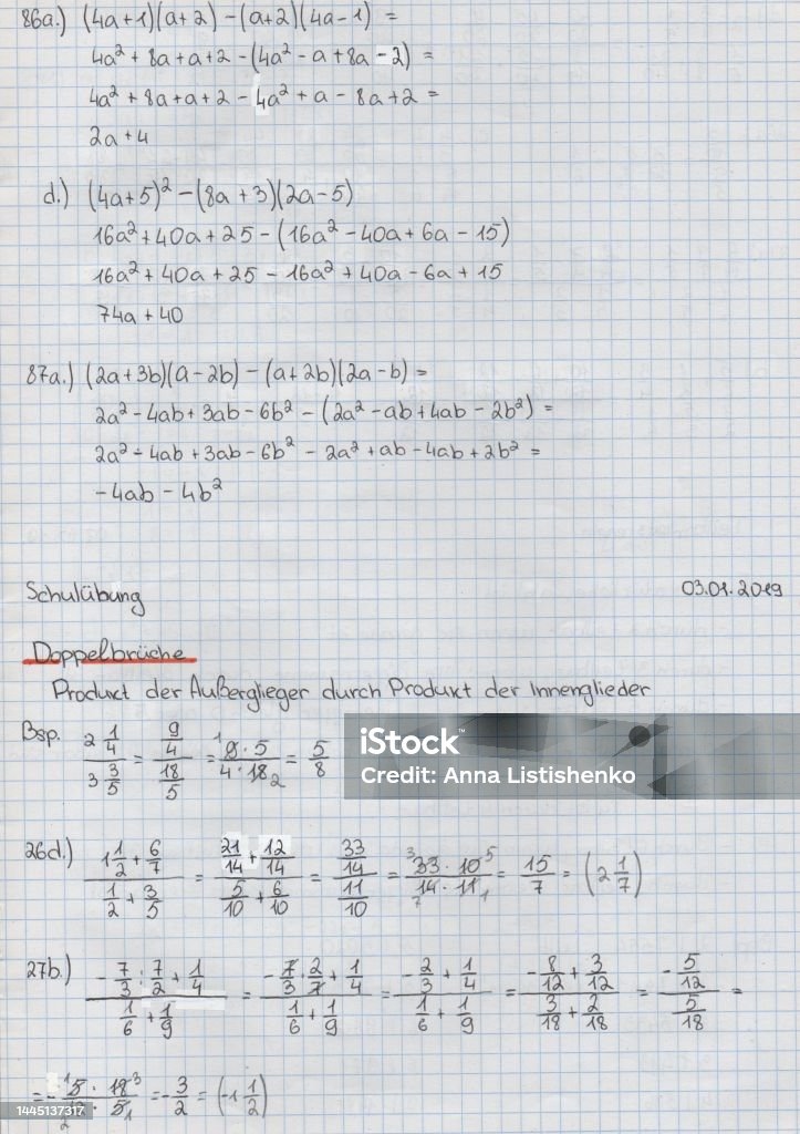 High Level Math Notes Examples School Students Notes On Mathematics In A School Notebook About Rules ...