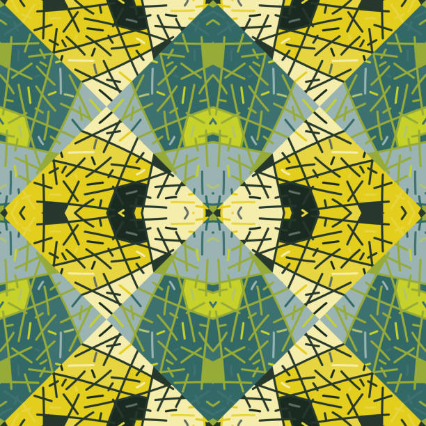 istock Abstract geometric ethnic tile. Hand drawn tribal lines mosaic vintage ornament. 1445137593