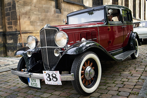 Prague, Czech Republic - October 1, 2022: Vintage red Nash car at the Prazska Noblesa event