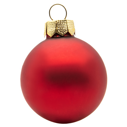 single red christmas tree ball isolated in front of transparent background