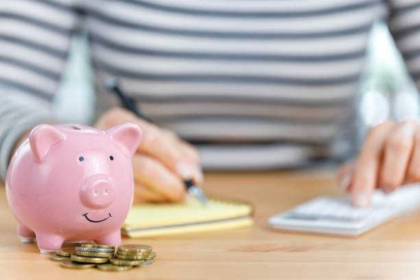 istock Home economics income expense calculation 1445139403