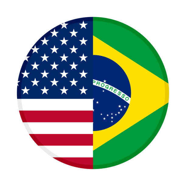 Brazil flag on button Royalty Free Vector Image